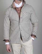 erkek oduncu gömlek desenli krem