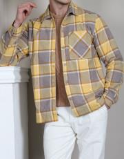 erkek oduncu gömlek desenli sarı