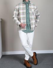 erkek oduncu gömlek desenli beyaz 2