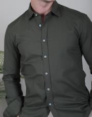 erkek pamuklu regularfit gömlek haki 3