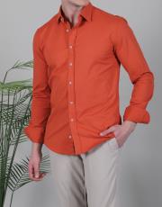 erkek pamuklu regularfit gömlek krem