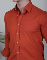 erkek pamuklu regularfit gömlek krem 3