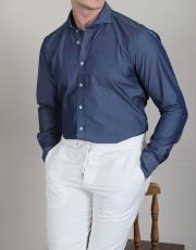 erkek italyan yaka tensel gömlek mavi 2