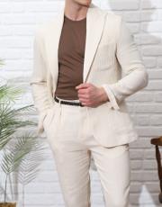 erkek örme keten torba cepli spor ceket krem