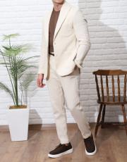 erkek örme keten torba cepli spor ceket krem 2