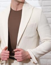 erkek örme keten torba cepli spor ceket krem 3