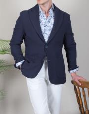 erkek örme keten torba cepli spor ceket lacivert