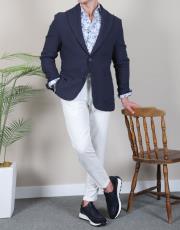 erkek örme keten torba cepli spor ceket lacivert 2