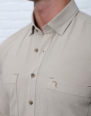 erkek gofre  kumaş cepli spor gömlek krem 4