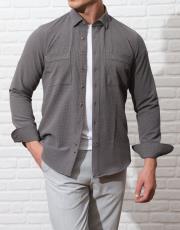 erkek gofre  kumaş cepli spor gömlek antrasit 3