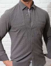 erkek gofre  kumaş cepli spor gömlek antrasit 4