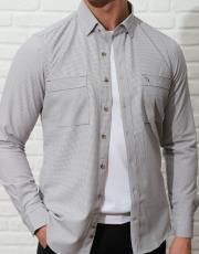 erkek gofre  kumaş cepli spor gömlek gri 2