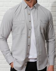 erkek gofre  kumaş cepli spor gömlek gri 4