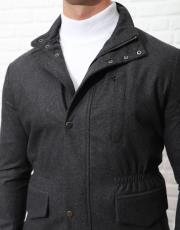 erkek yün dik yaka spor mont antrasit 4