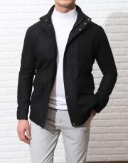 erkek yün dik yaka spor mont siyah