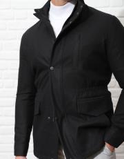 erkek yün dik yaka spor mont siyah 2