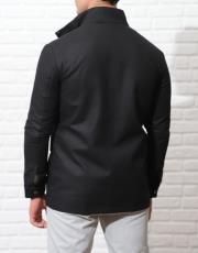 erkek yün dik yaka spor mont siyah 3