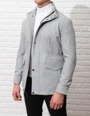 erkek yün dik yaka spor mont gri