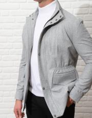 erkek yün dik yaka spor mont gri 2