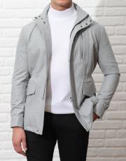 erkek yün dik yaka spor mont gri 3