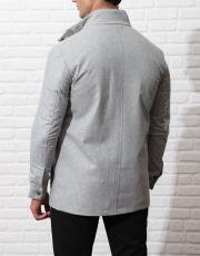 erkek yün dik yaka spor mont gri 5