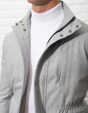 erkek yün dik yaka spor mont gri 6