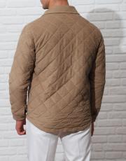 erkek hafif dolum kapitone cepli rahat kesim kadife mont bej 4