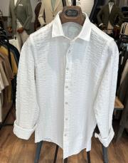 erkek gofre kumaş çizgili gömlek beyaz 2