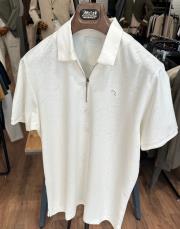 erkek polo yaka fermuarlı tişört krem 2