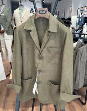 erkek torba cepli %100 keten ceket haki