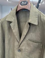 erkek torba cepli %100 keten ceket haki 2