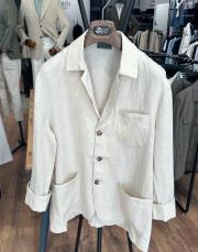 erkek torba cepli %100 keten ceket krem