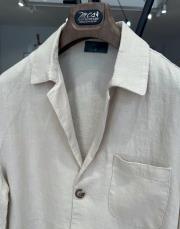 erkek torba cepli %100 keten ceket krem 2