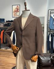 erkek torba cepli örme spor ceket kahve