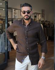 %100 keten gömlek acı kahve