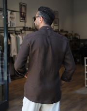 %100 keten gömlek acı kahve 4