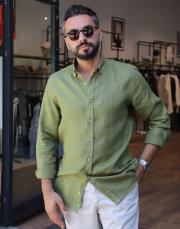 %100 keten gömlek haki