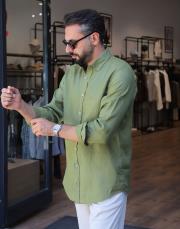 %100 keten gömlek haki 2