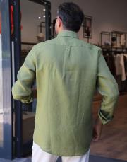 %100 keten gömlek haki 4