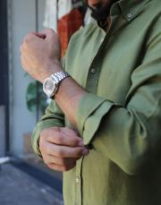 %100 keten gömlek haki 5