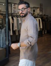 %100 keten gömlek kahve 2