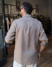 %100 keten gömlek kahve 4