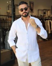 %100 keten gömlek beyaz