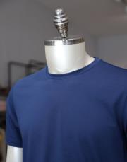 erkek %100 merserize pamuk tişört indigo mavi 2