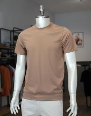 erkek %100 merserize pamuk tişört vizon