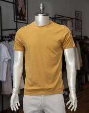 erkek %100 merserize pamuk tişört hardal