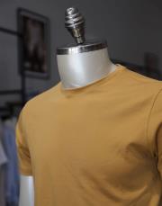 erkek %100 merserize pamuk tişört hardal 2