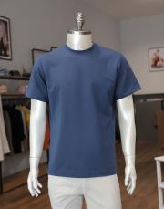 erkek kompak pamuk yarı oversize tişört indigo mavi