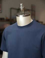 erkek kompak pamuk yarı oversize tişört indigo mavi 2