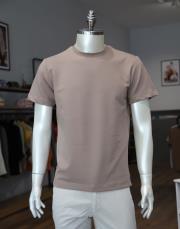 erkek kompak pamuk yarı oversize tişört vizon